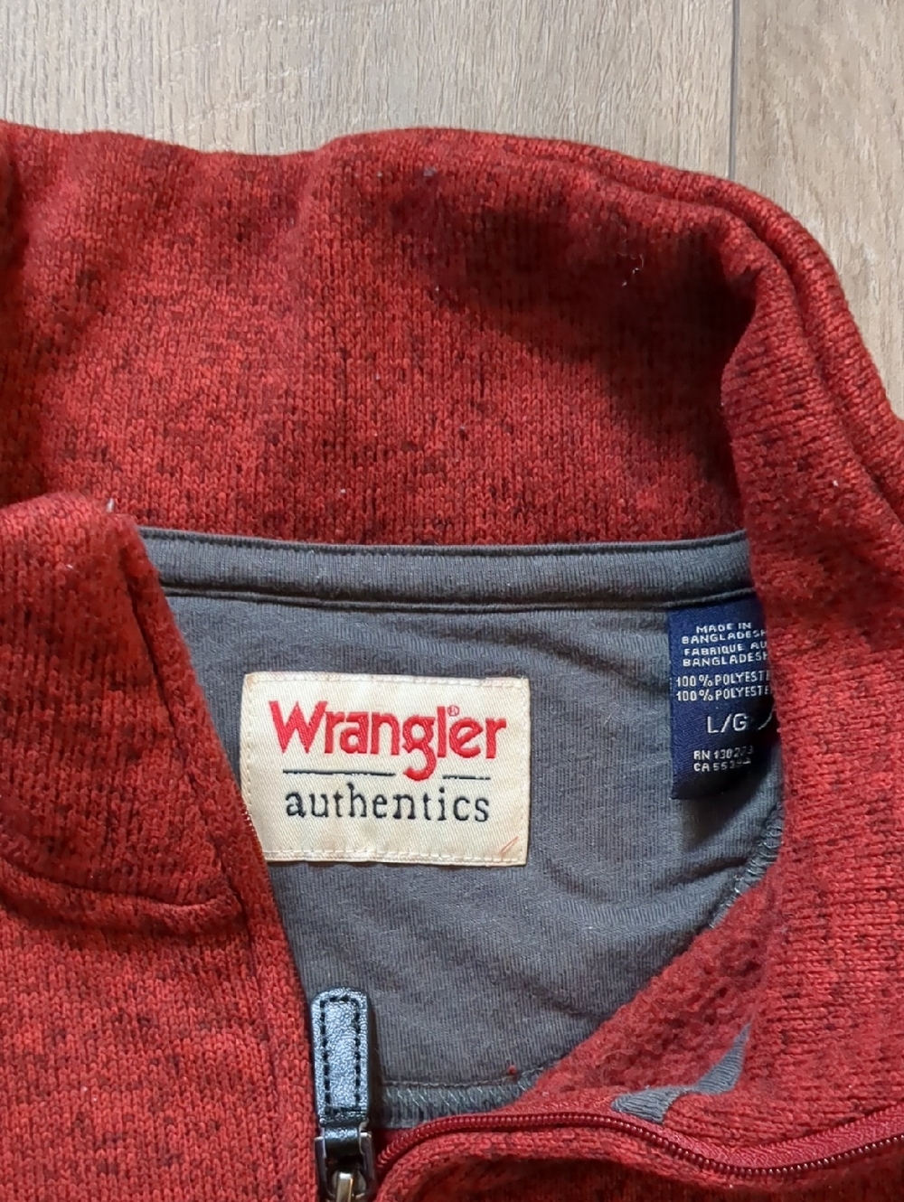 MENS WRANGLER AUTHENTICS 1/4 ZIP SWEATER PULLOVER (HEATHER RED) SIZE L - Picture 2 of 8